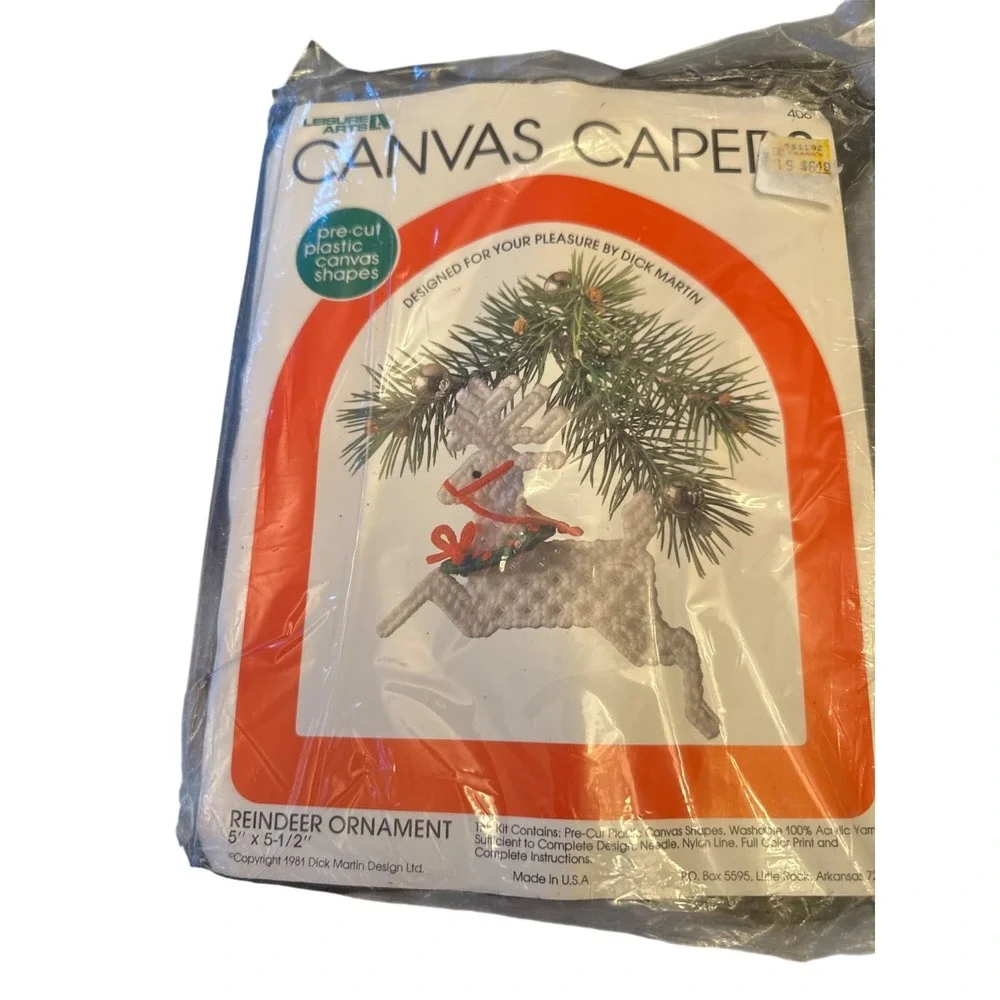 Vintage Canvas Capers Christmas Craft Ornament Kits By Dick Martin 1984 Lot of 4